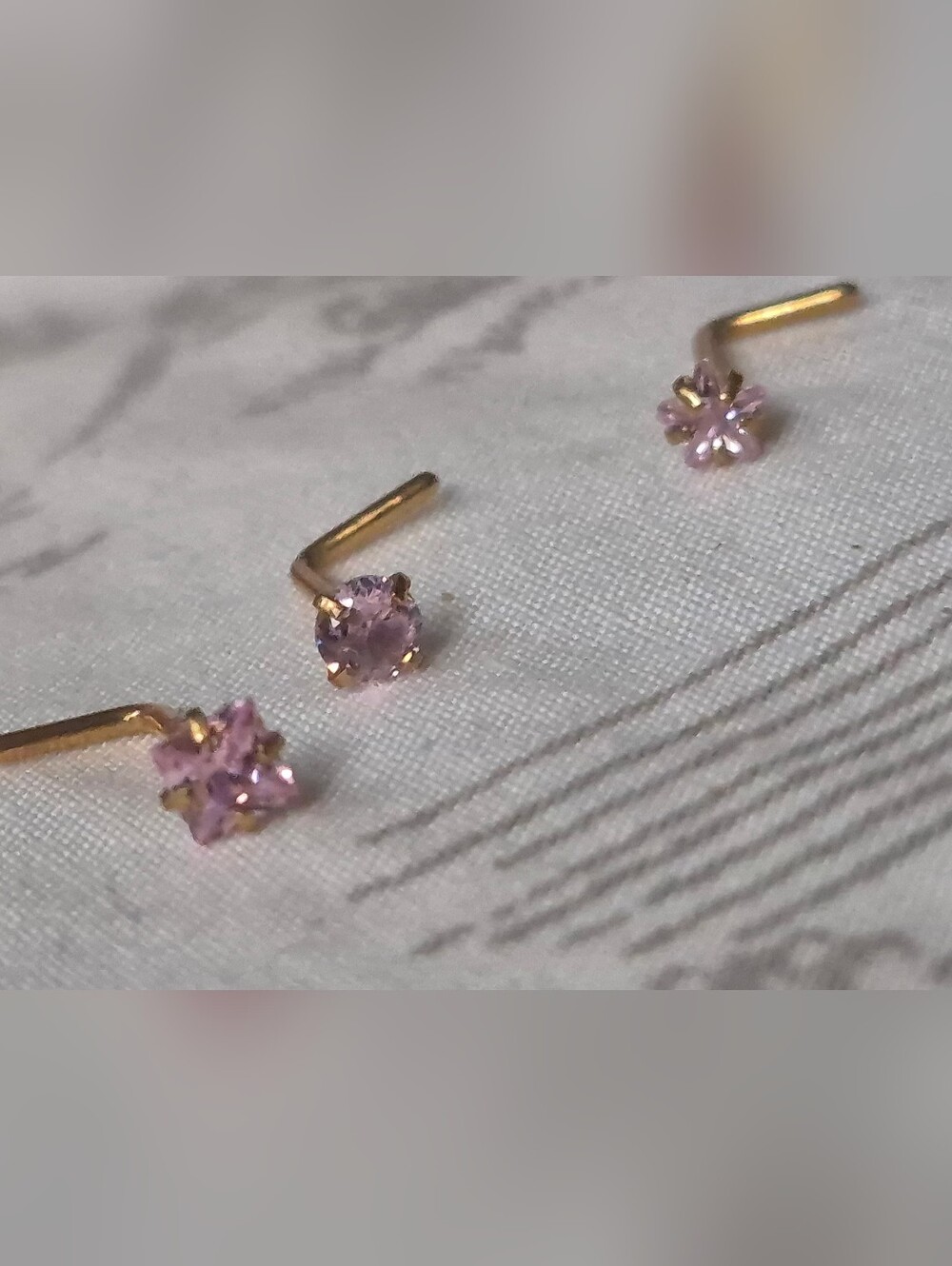 NWOT 14K Gold Nose Stud with Pink Cubic Zirconia